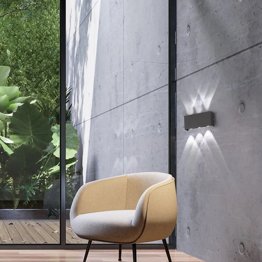 Fischer & Honsel Nairobi Wandlamp 6x1.5W IP54 - Zwart