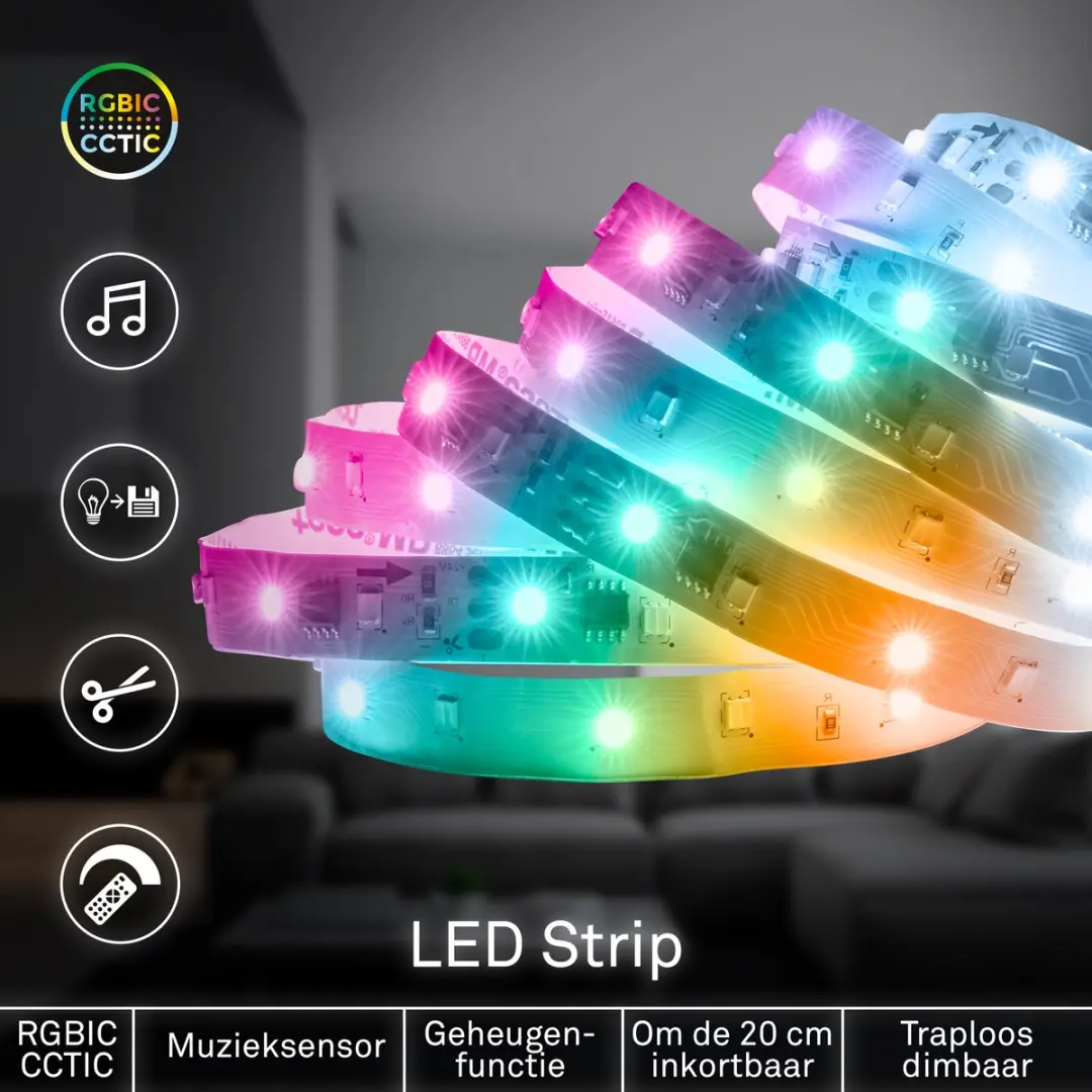 Briloner LED Strip 10m RGBIC - met afstandsbediening