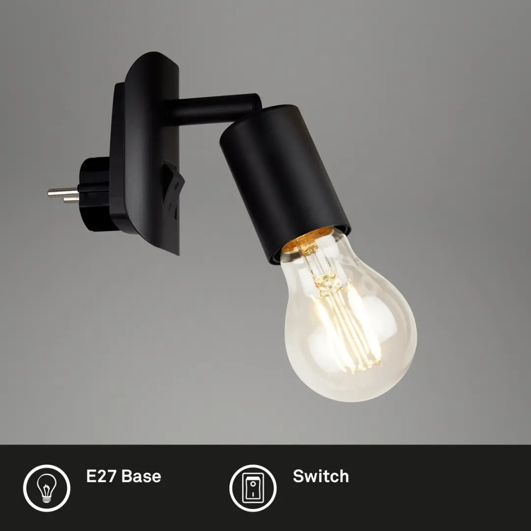 Briloner Batita Stekkerlamp E27 25W - Zwart