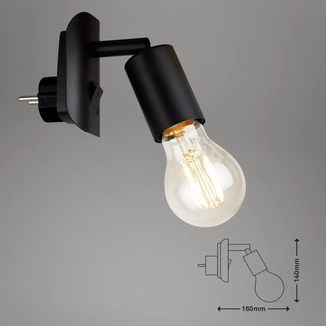 Briloner Batita Stekkerlamp E27 25W - Zwart - afbeelding 6 van 6
