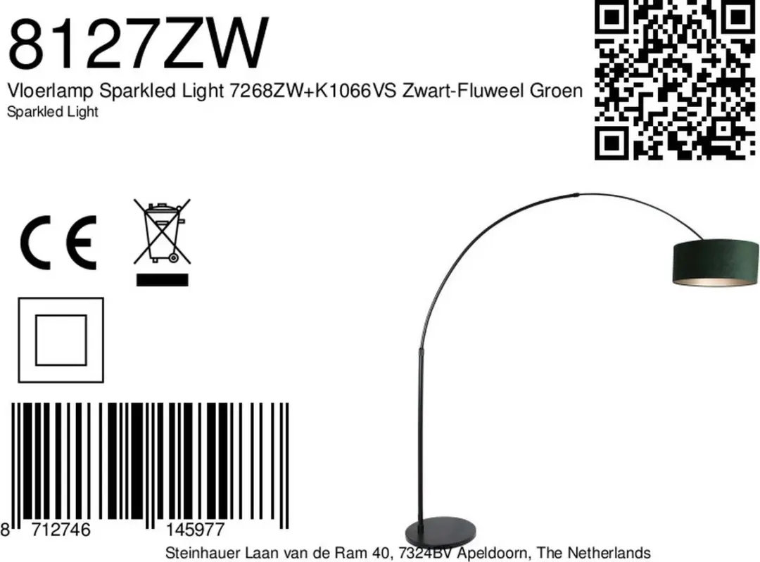 Steinhauer Sparkled Light 8127ZW Vloerlamp - Groen - 40W - afbeelding 6 van 6
