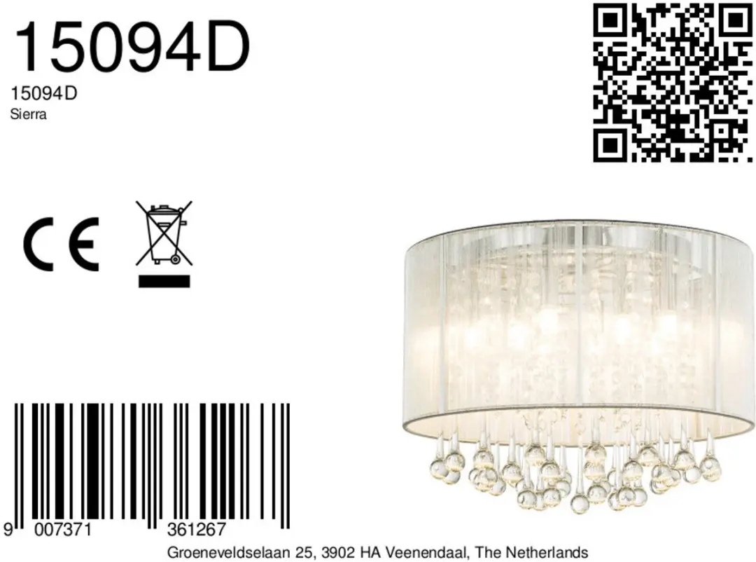 Globo Sierra Plafondlamp Chroom Ø40cm - 8x G9