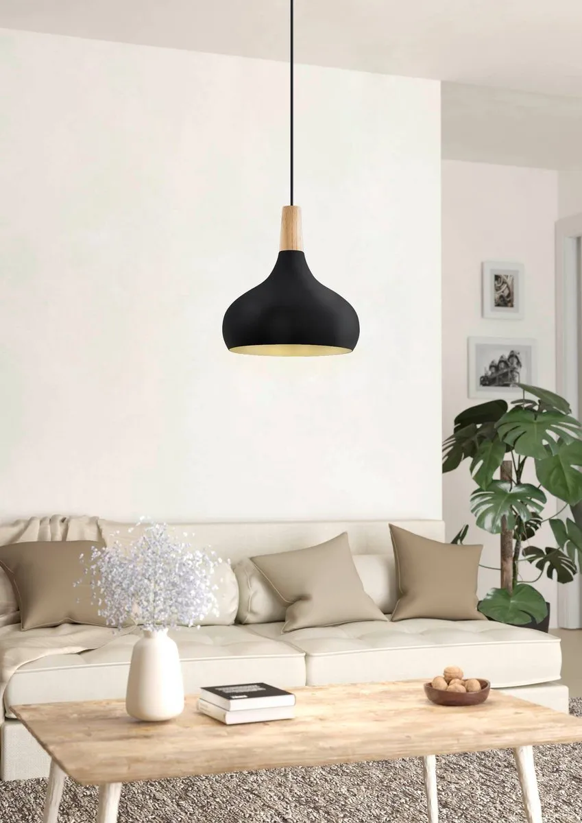 Eglo Sabinar Hanglamp E27 - Ø28cm - Zwart/Bruin - afbeelding 6 van 6