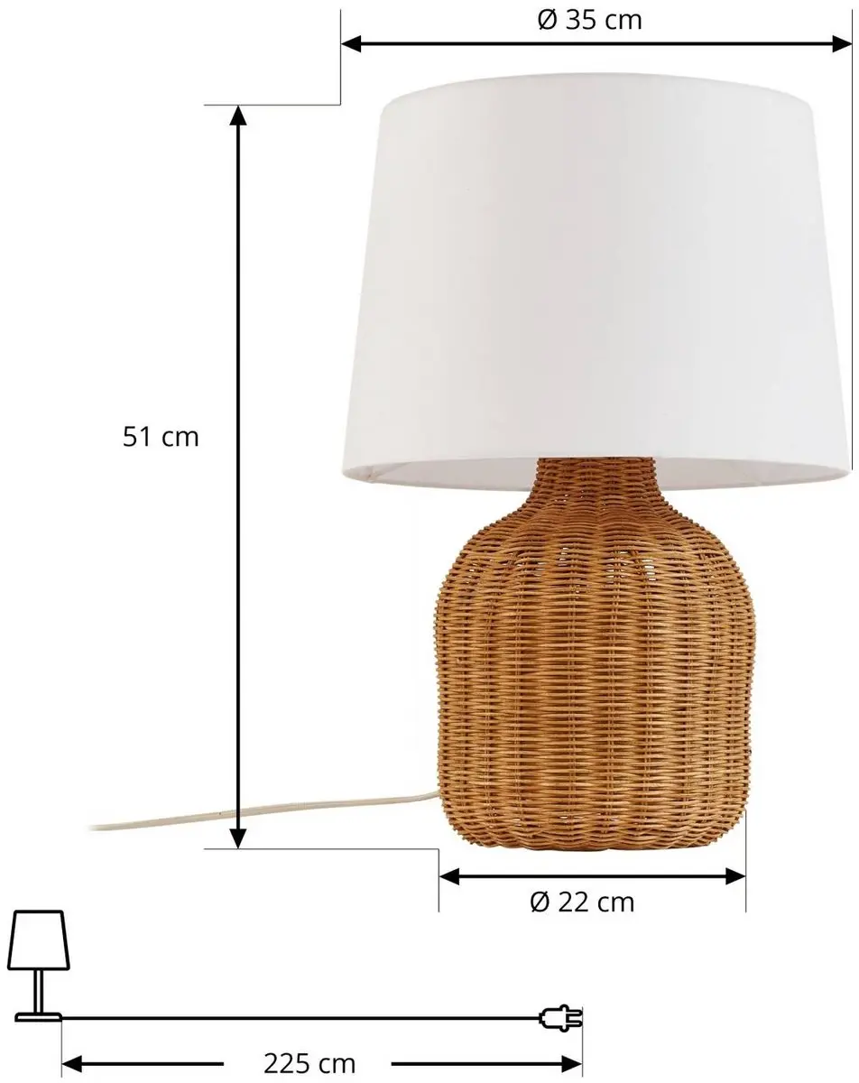 Lindby Tafellamp Rotan Textiel