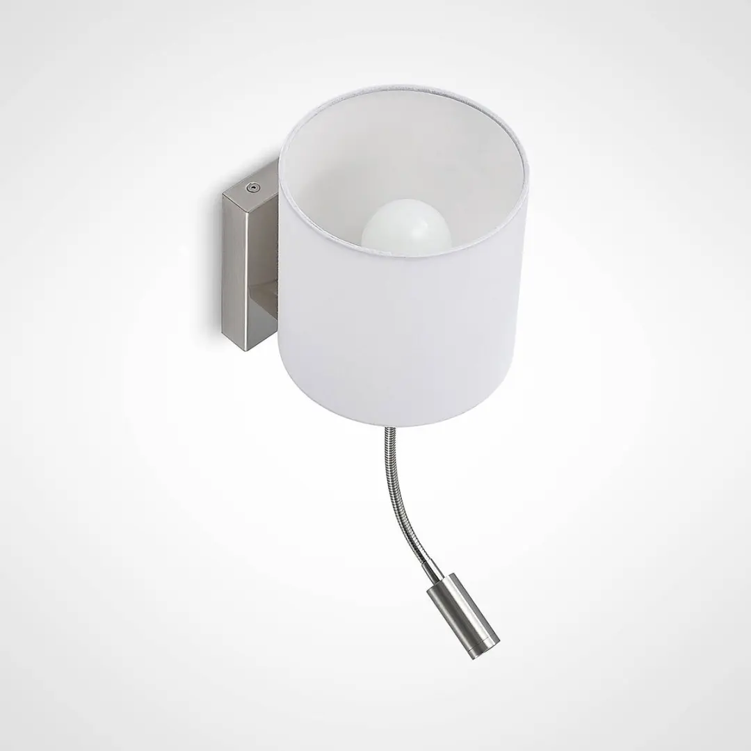 Lucande Wandlamp 1 Licht 60W - Nikkel/Wit