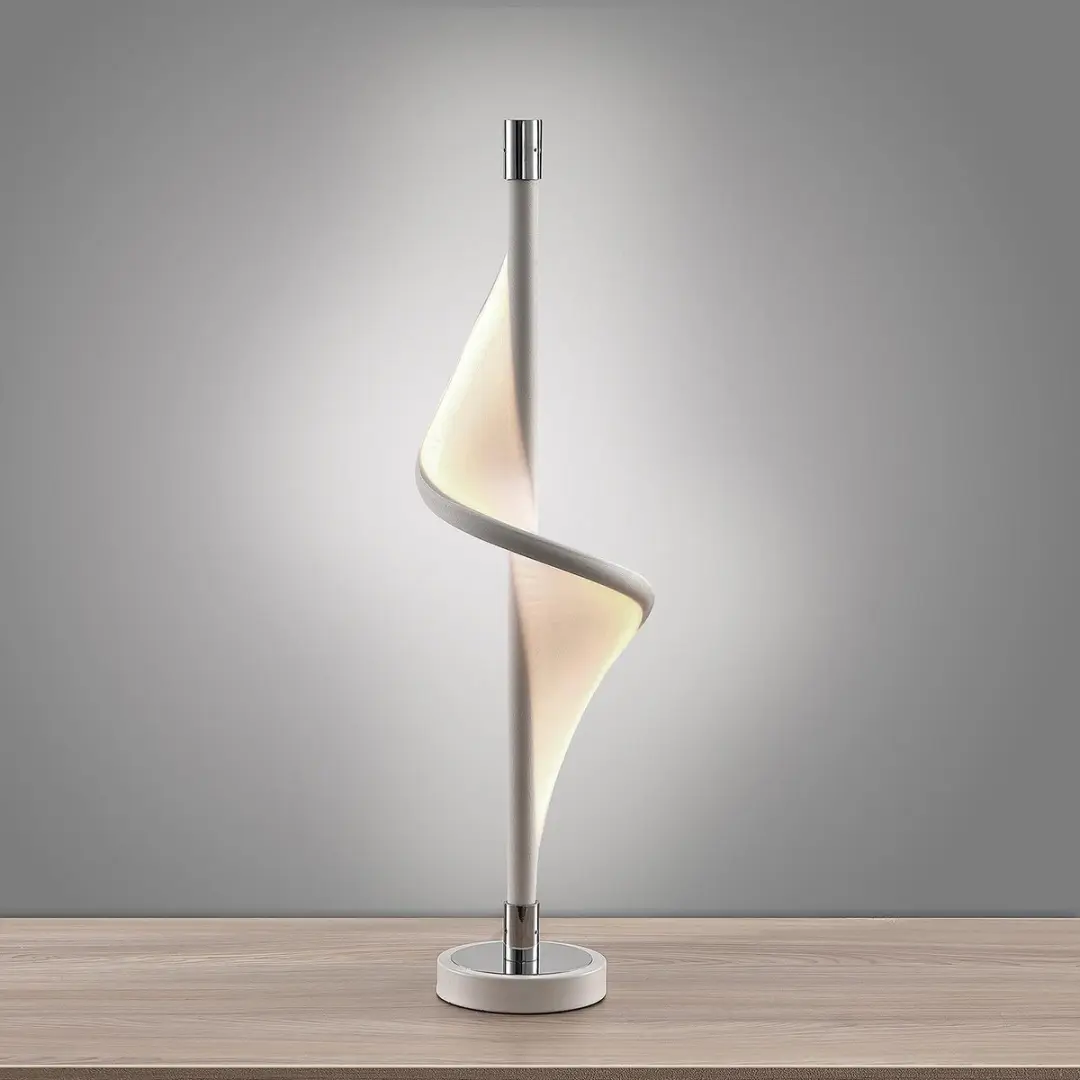 Lucande Tafellamp met dimmer 1 Licht - 60cm - Wit/Chroom