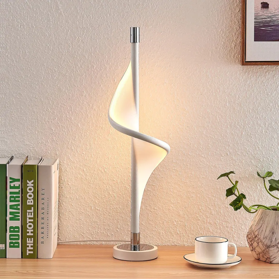 Lucande Tafellamp met dimmer 1 Licht - 60cm - Wit/Chroom