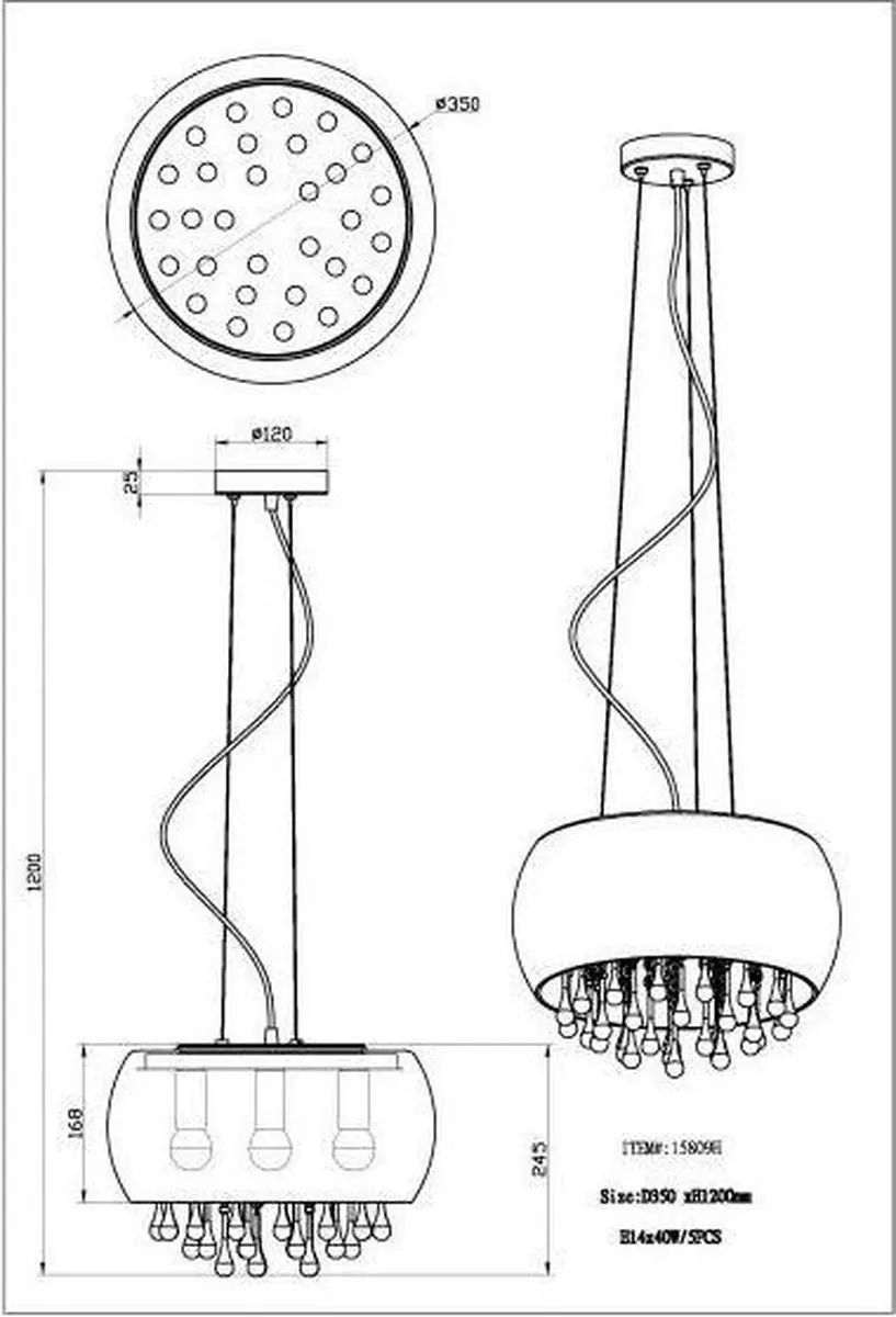 Globo Kalla Hanglamp - Chroom - Ø35cm - 5 Lichtpunten