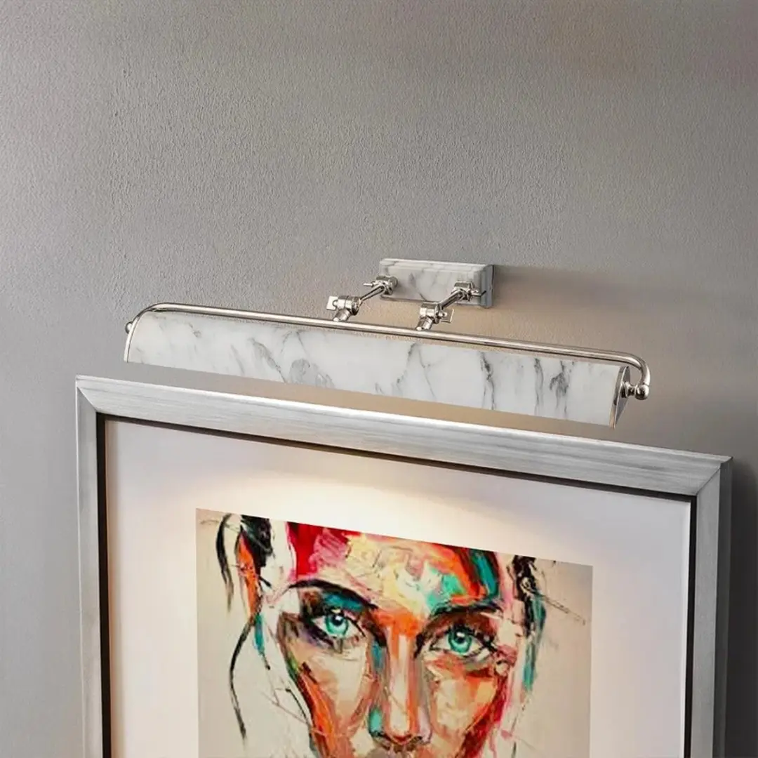 Elstead Winchfield LED Schilderijverlichting - 4x E14 40W - Dimbaar - Polished Nickel & White Marble