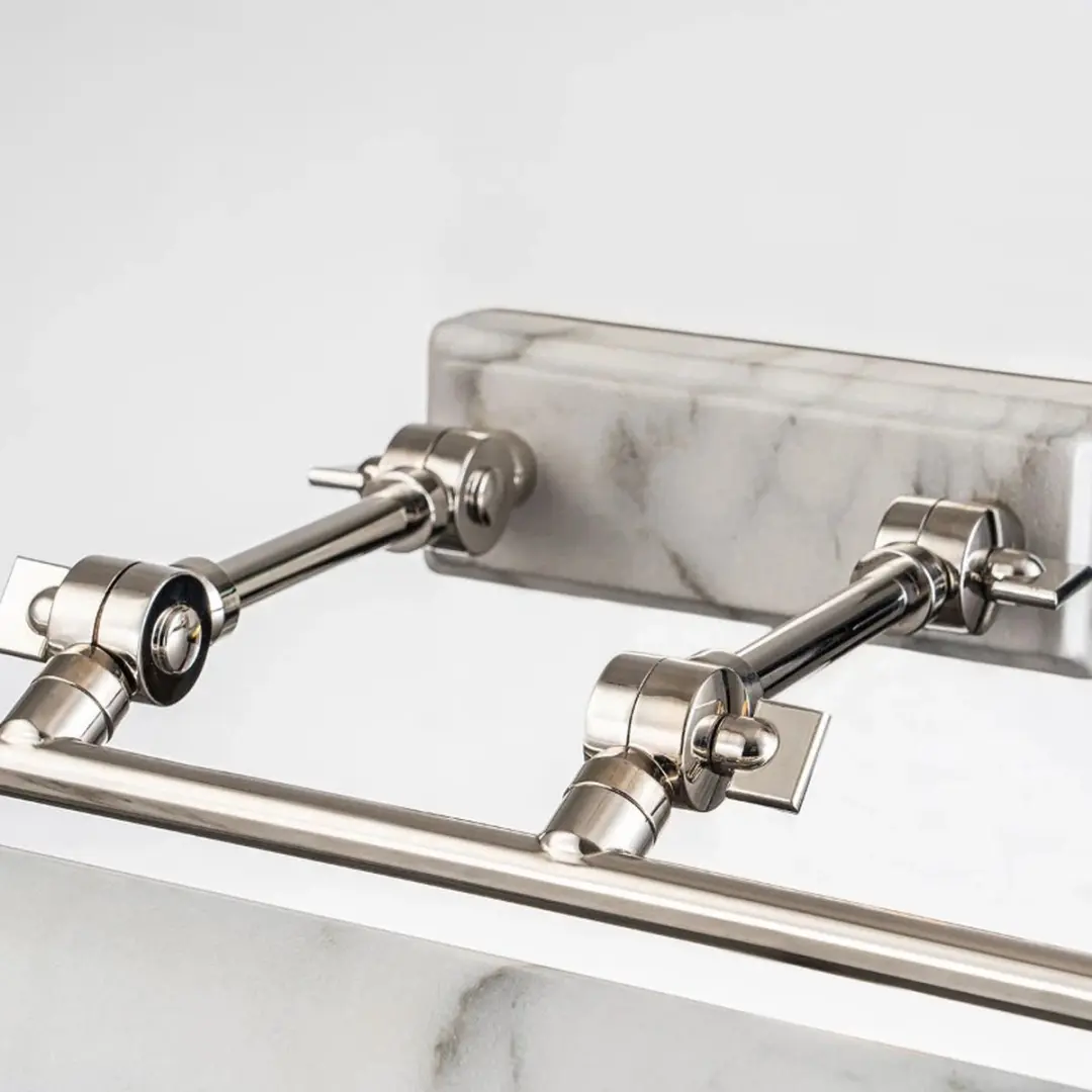 Elstead Winchfield LED Schilderijverlichting - 4x E14 40W - Dimbaar - Polished Nickel & White Marble
