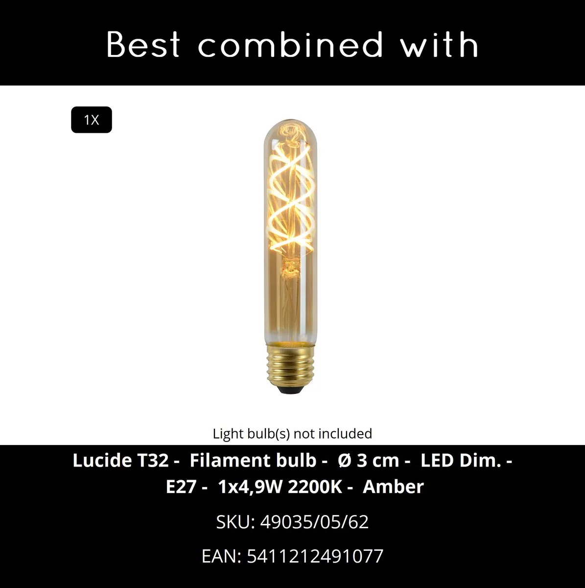 Lucide Lambres Tafellamp Ø15cm - 1xE27 - Zwart
