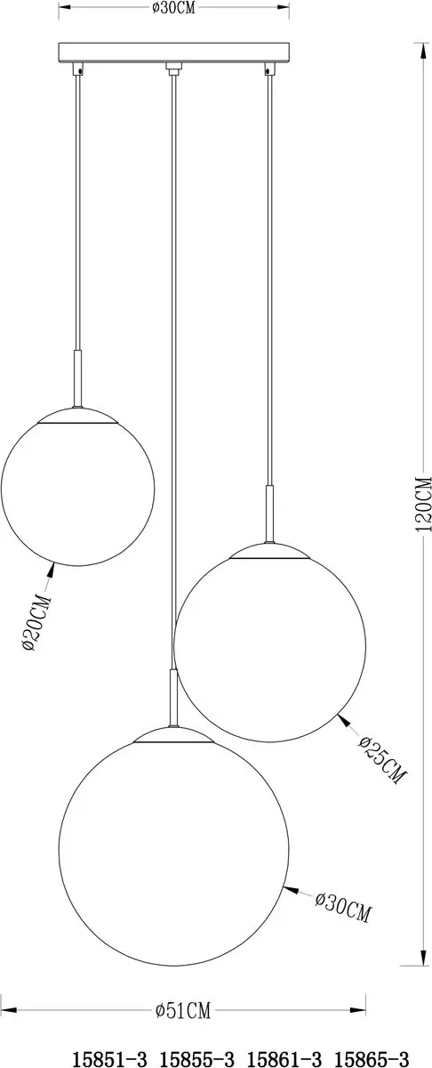 Globo Varus Hanglamp Goud Ø51cm - 3 Lichtpunten