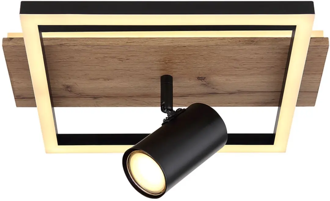 Globo Plafondlamp Spot Tegenlicht Houten 32x27x15cm - Bruin - afbeelding 6 van 6