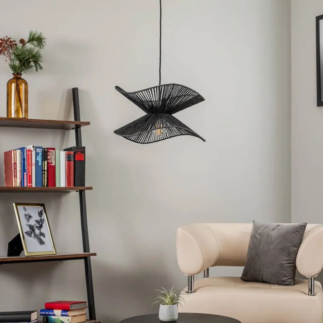 Lindby Hanglamp Papier 1 Lichtpunt E27 - 26cm - Zwart