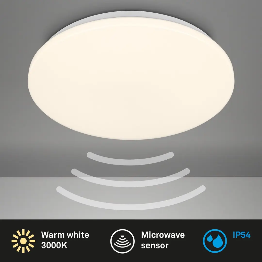 Briloner LED Badkamerlamp Warm Wit Ø35cm - Bewegingsmelder