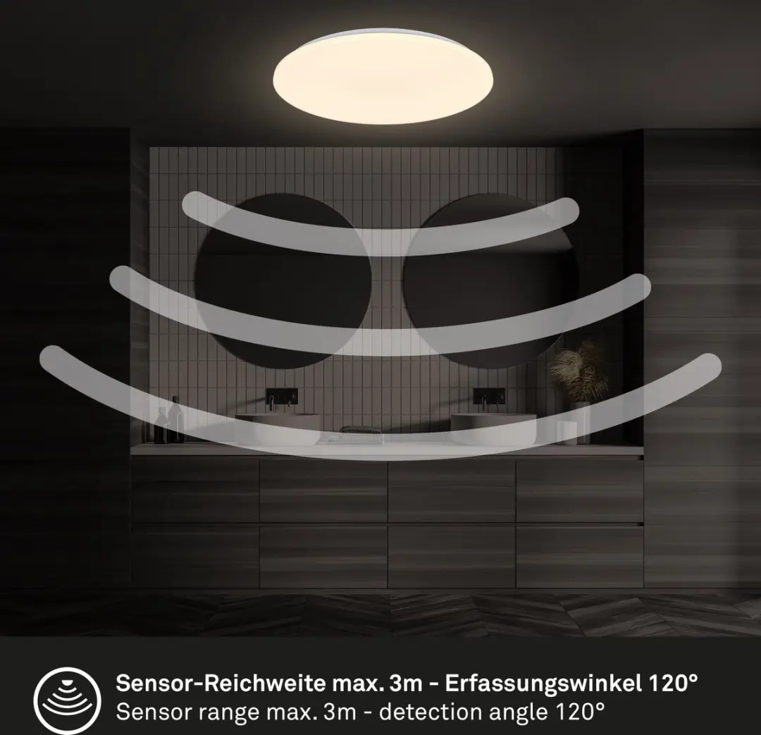 Briloner LED Badkamerlamp Warm Wit Ø35cm - Bewegingsmelder