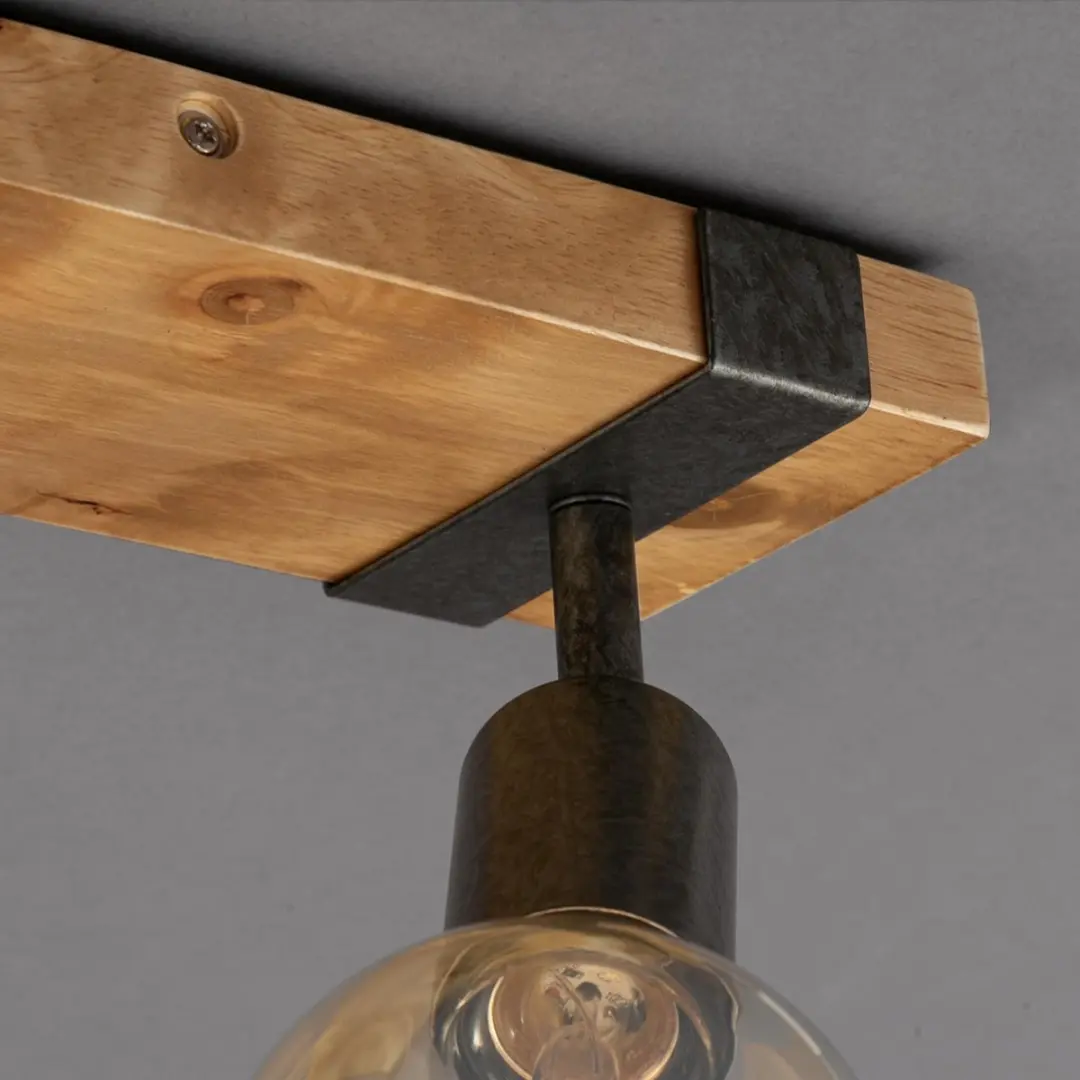 Briloner Wood Basic Plafondlamp 2xE27 - Hout/Zwart