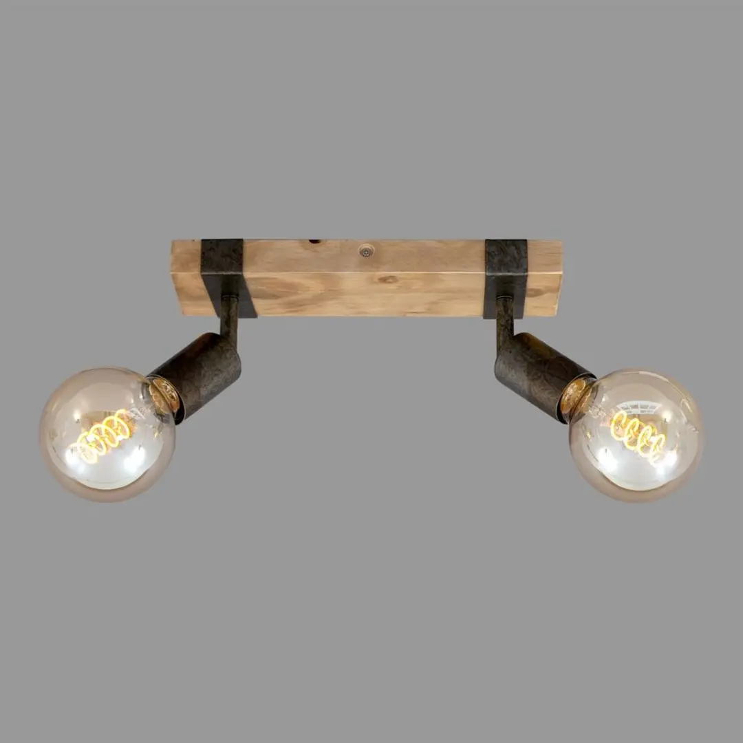 Briloner Wood Basic Plafondlamp 2xE27 - Hout/Zwart