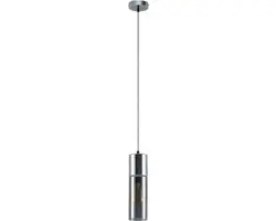 Lindby Hanglamp Glas Metaal 1 Licht E27 Rookgrijs Chroom