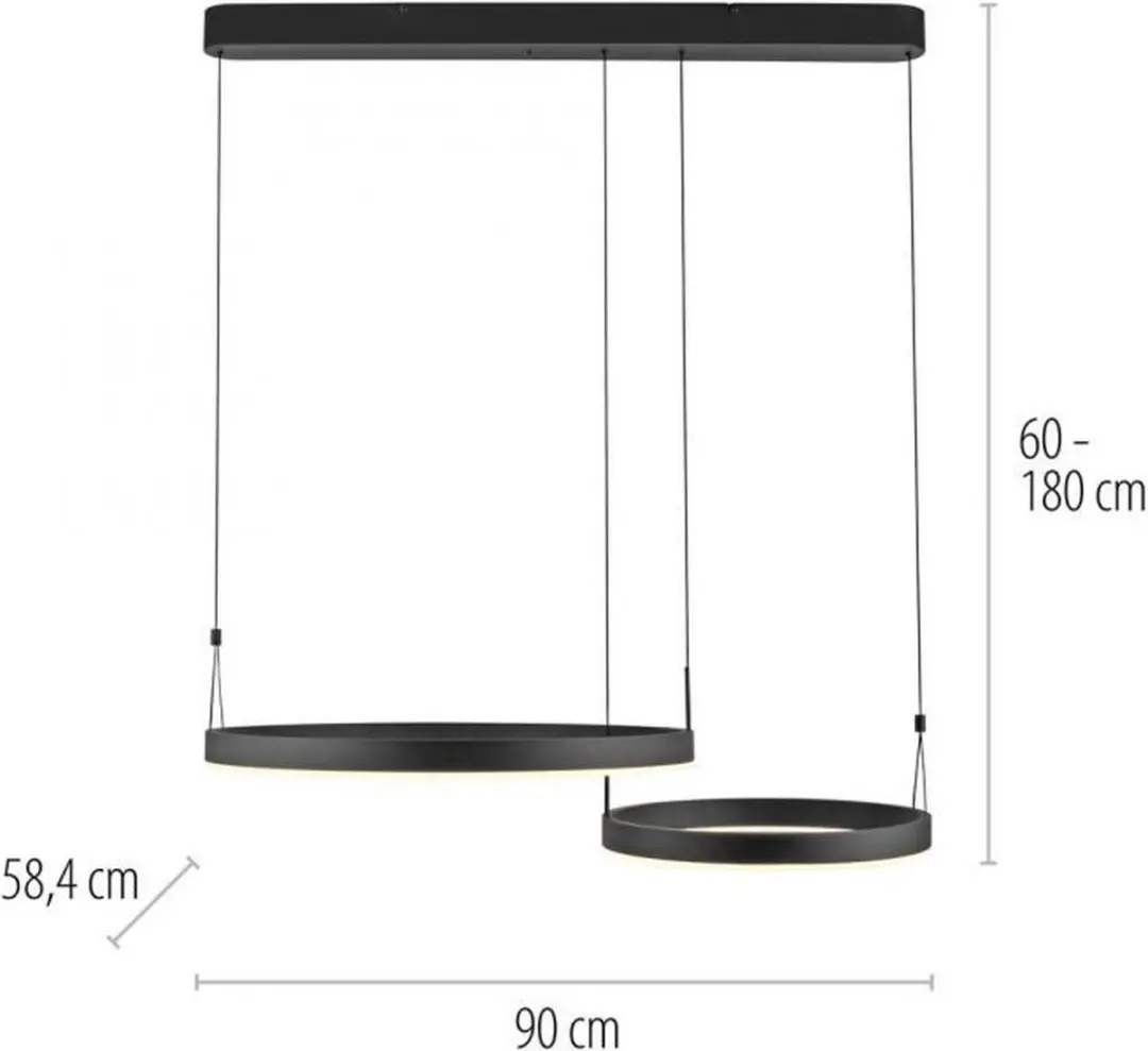 Paul Neuhaus Esko Hanglamp - 2 Ringen - Warm Wit - afbeelding 6 van 6