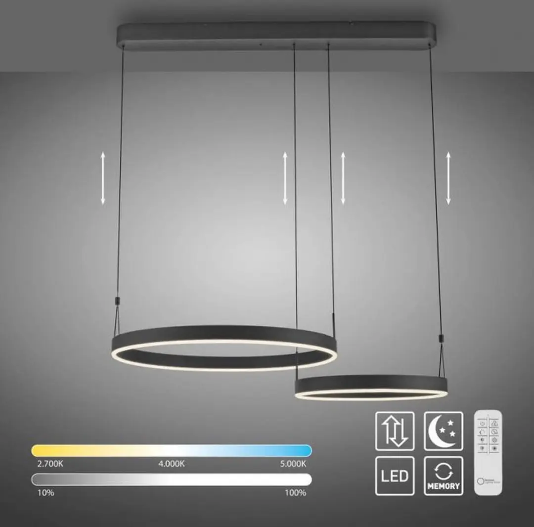 Paul Neuhaus Esko Hanglamp - 2 Ringen - Warm Wit