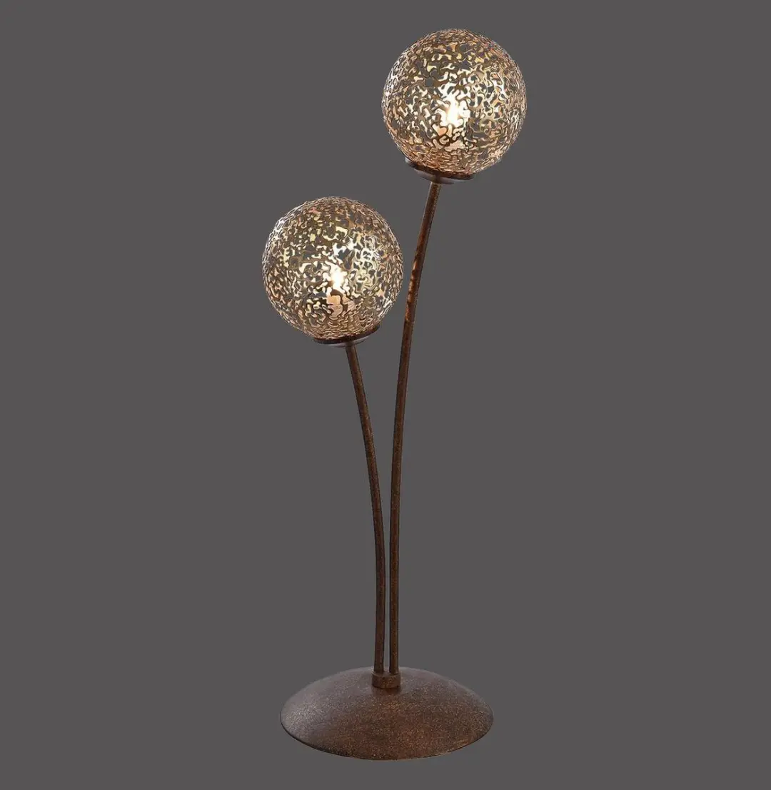 Paul Neuhaus Kreta Art Deco Tafellamp 2-lichts - Roestbruin - afbeelding 6 van 6