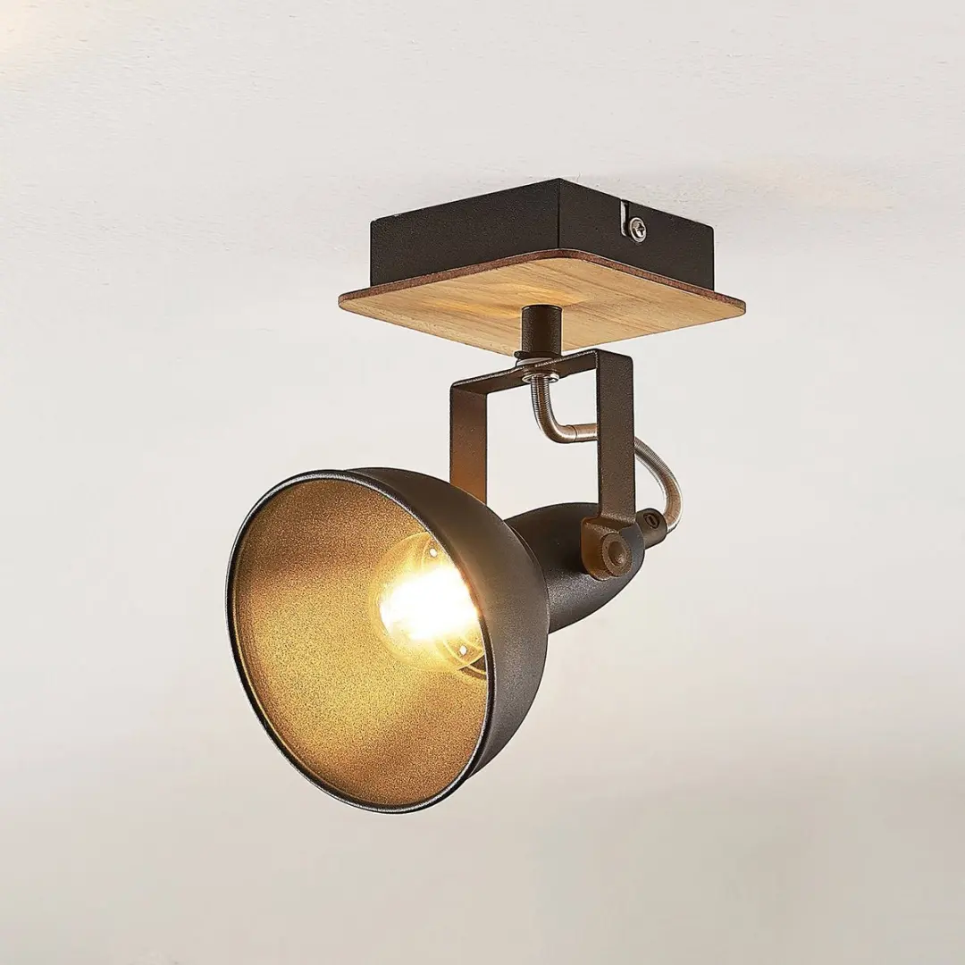 Lindby Buitenspot 1 Licht E14 - 40W - Zwart/Licht Hout