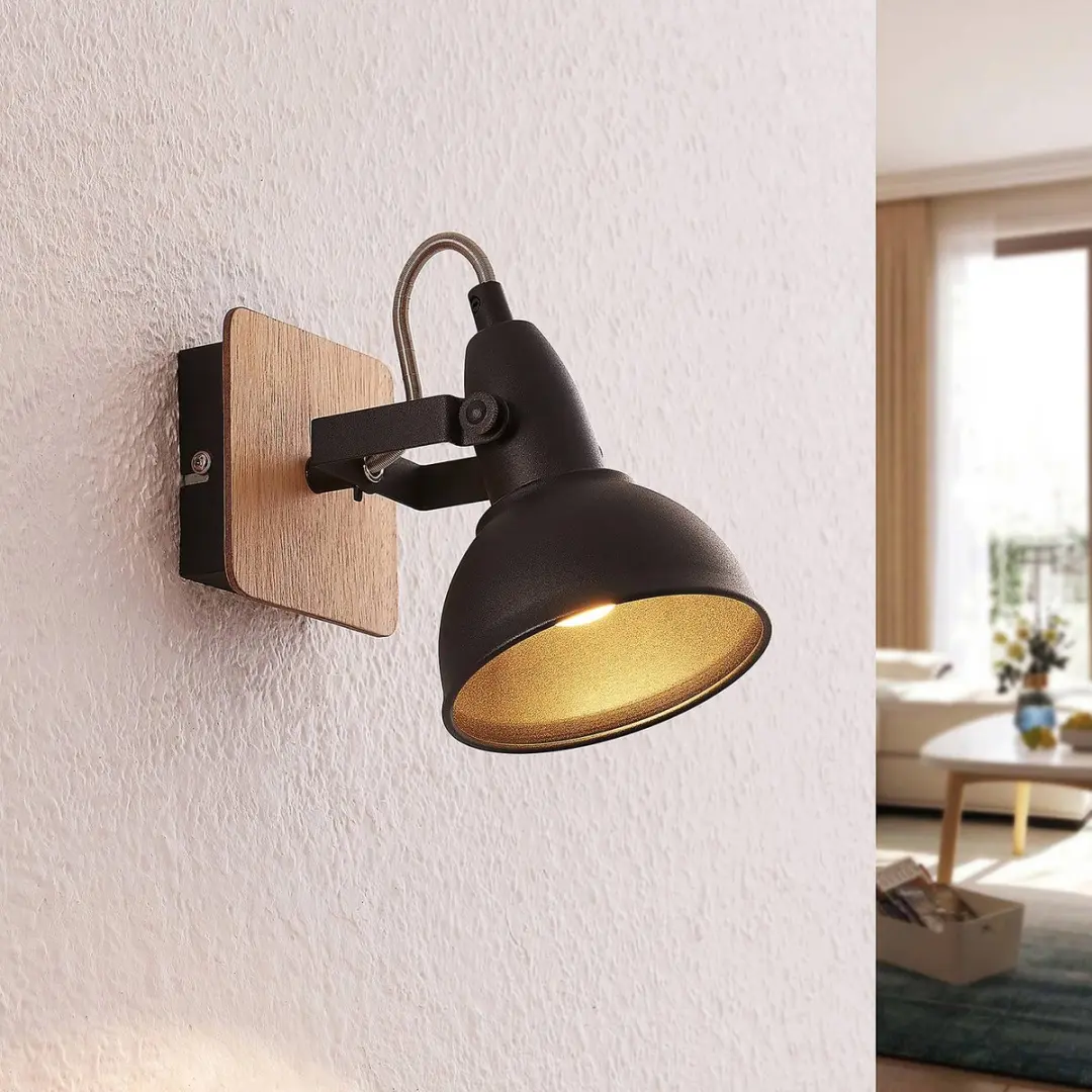 Lindby Buitenspot 1 Licht E14 - 40W - Zwart/Licht Hout