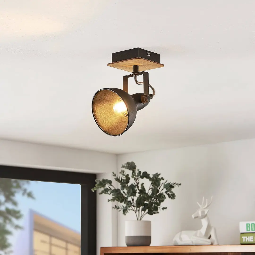 Lindby Buitenspot 1 Licht E14 - 40W - Zwart/Licht Hout