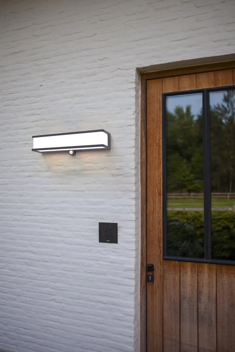 Lutec Doblo Solar Wandlamp - 1800 Lumen 16.5W - PIR Bewegingssensor - Donkergrijs - afbeelding 6 van 6