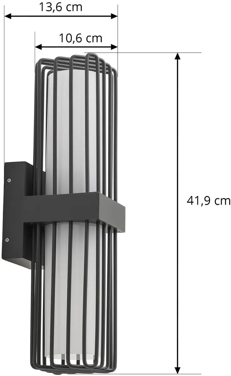 Lucande Wandlamp Buiten 2-Lichts E27 Antraciet