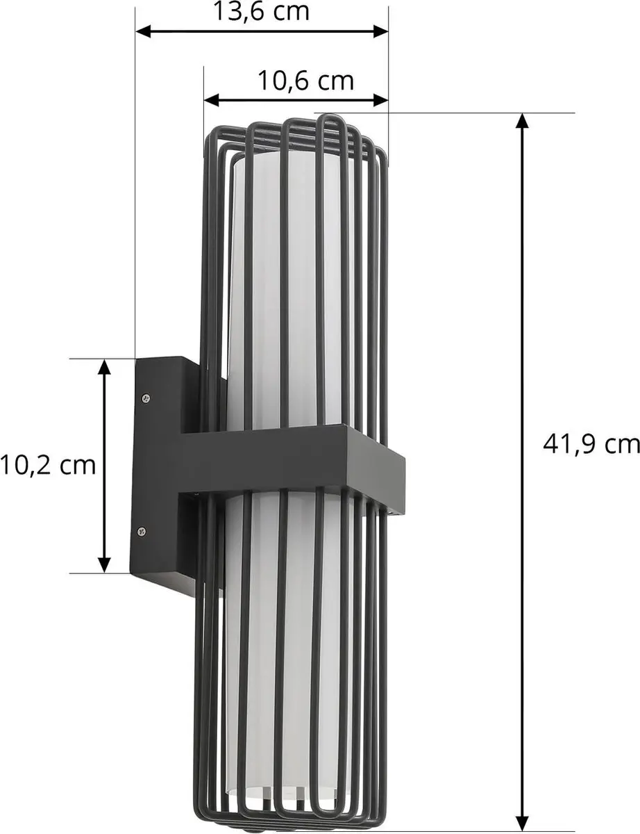 Lucande Wandlamp Buiten 2-Lichts E27 Antraciet