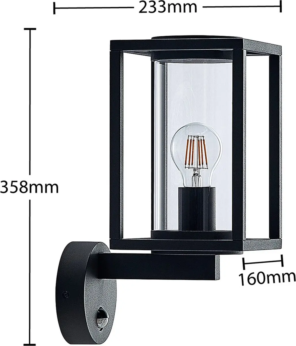 Lucande Wandlamp Aluminium Glas 1 Licht E27 Antraciet