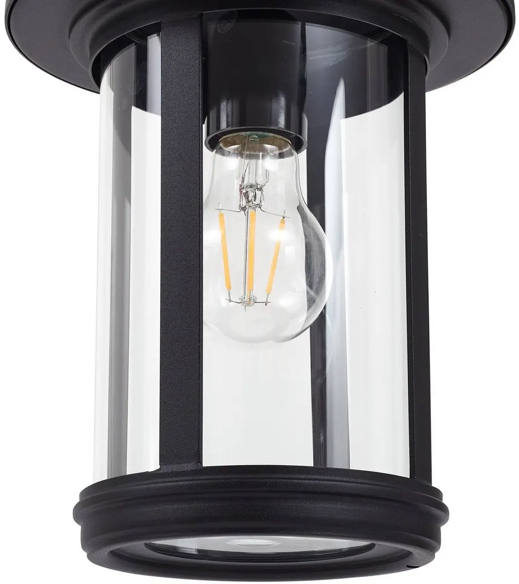 Lindby Tuinpadverlichting Aluminium Glas E27 - 109cm - Zwart/Transparant