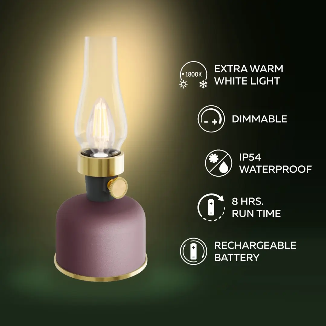 Calex Lavinio Oplaadbare LED Tafellamp - Warm Wit 3W - Rose