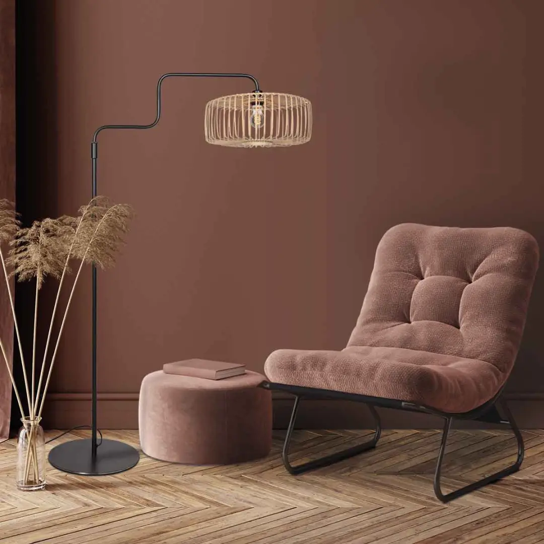 Steinhauer Breeza-Beache 4159ZW Vloerlamp - 150-165cm - Ø50cm - Zwart - afbeelding 6 van 6