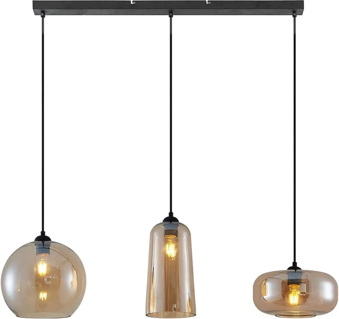 Lucande Hanglamp 3-Lichts Metaal Glas