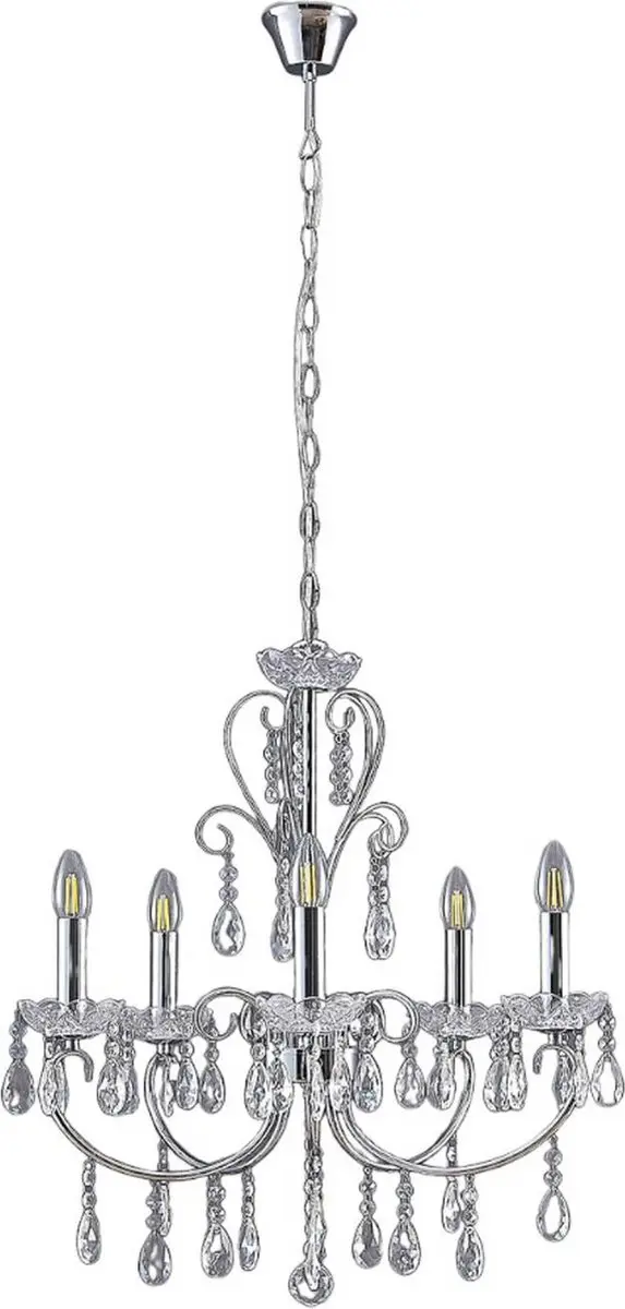 Lucande Kroonluchter 5-Lichts Metaal K9 Kristal 60cm - Chroom