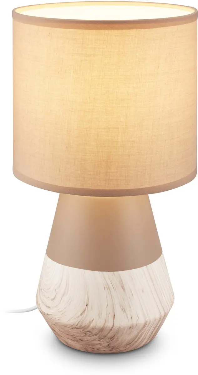 Briloner Linda Tafellamp - Beige/Hout Ø18x34cm