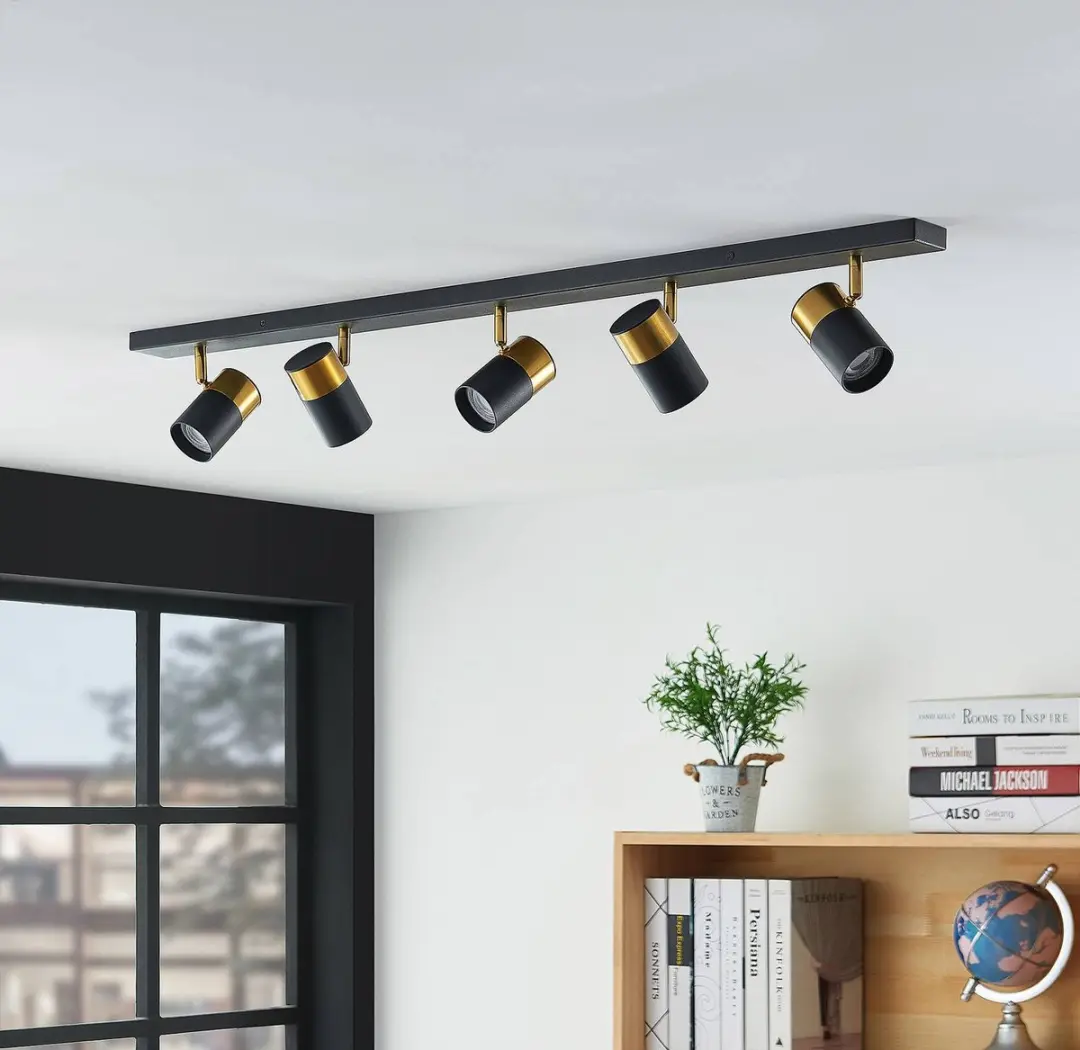 Arcchio Evaro Plafondspot 5 x GU10 Zwart/Goud - afbeelding 6 van 6