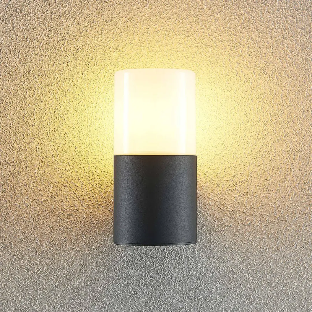 Lindby Wandlamp Buiten 1 Licht E27 - 28W - Donkergrijs/Opaalwit