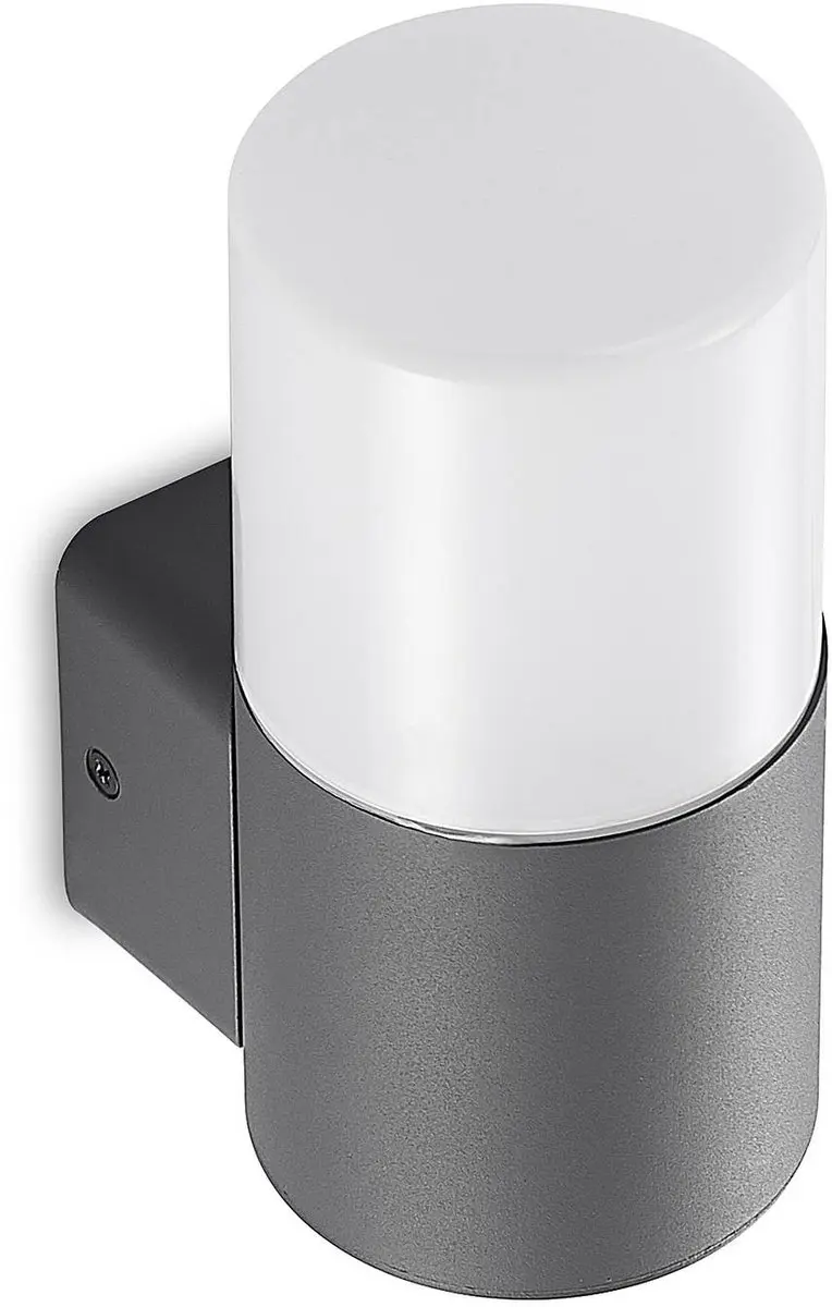 Lindby Wandlamp Buiten 1 Licht E27 - 28W - Donkergrijs/Opaalwit