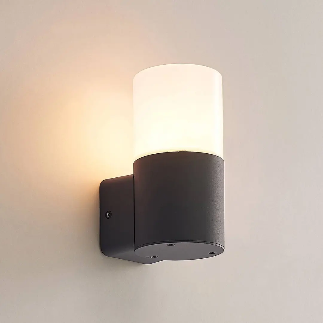 Lindby Wandlamp Buiten 1 Licht E27 - 28W - Donkergrijs/Opaalwit