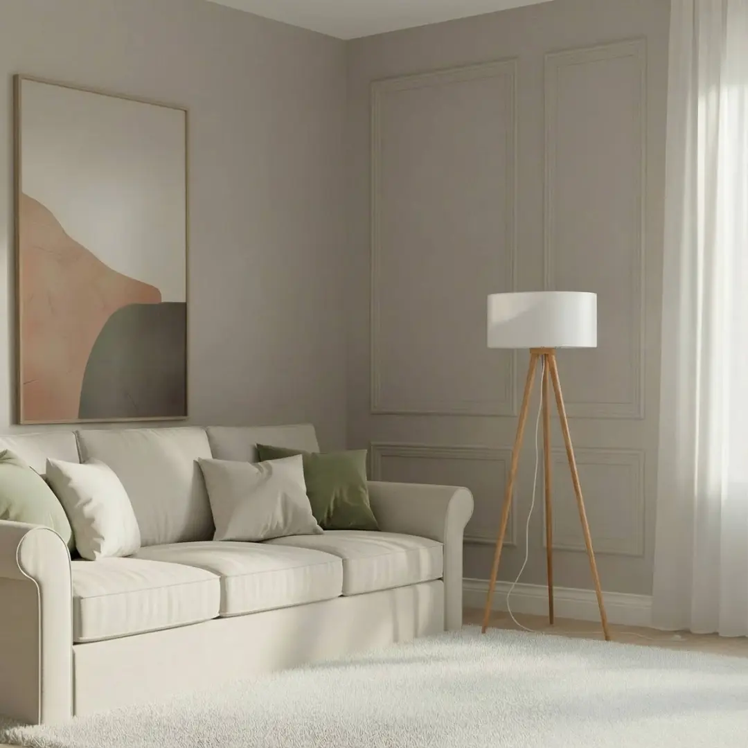 Lindby Vloerlamp Rubberhout Wit 150cm - E27