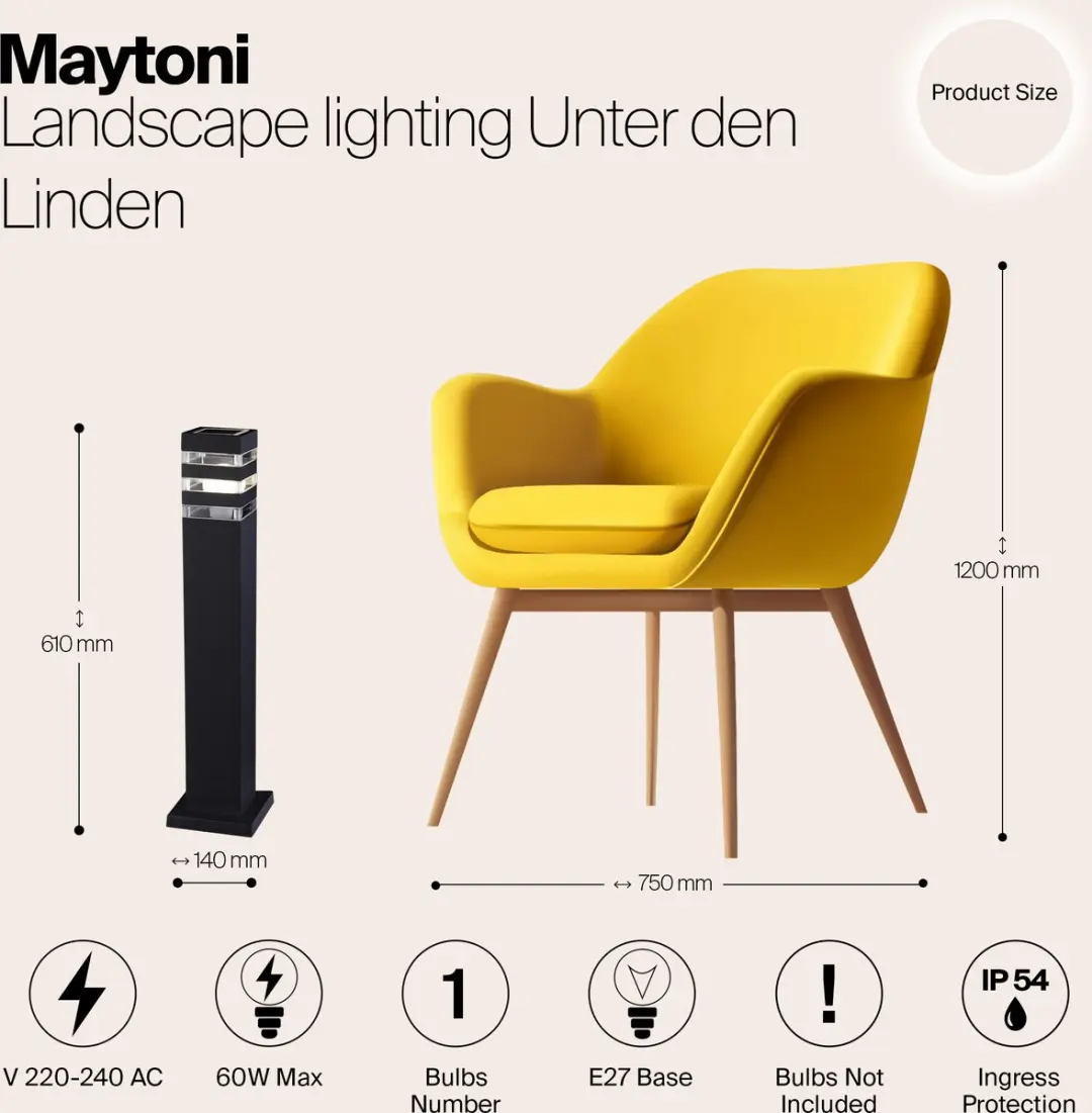 Maytoni Unter den Linden Landschapsverlichting - 60W - Zwart