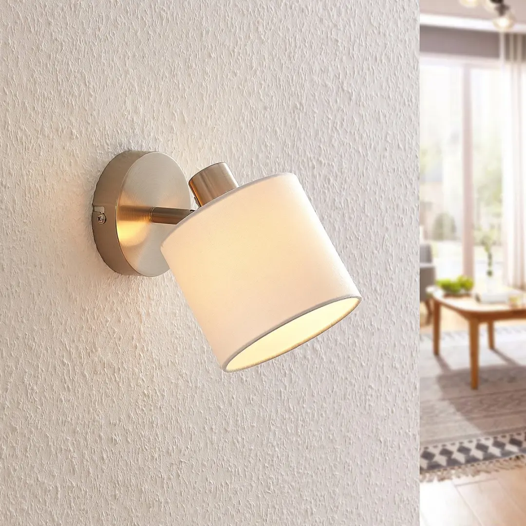 Lindby Wandlamp 1 Licht E14 Mat Nikkel/Wit