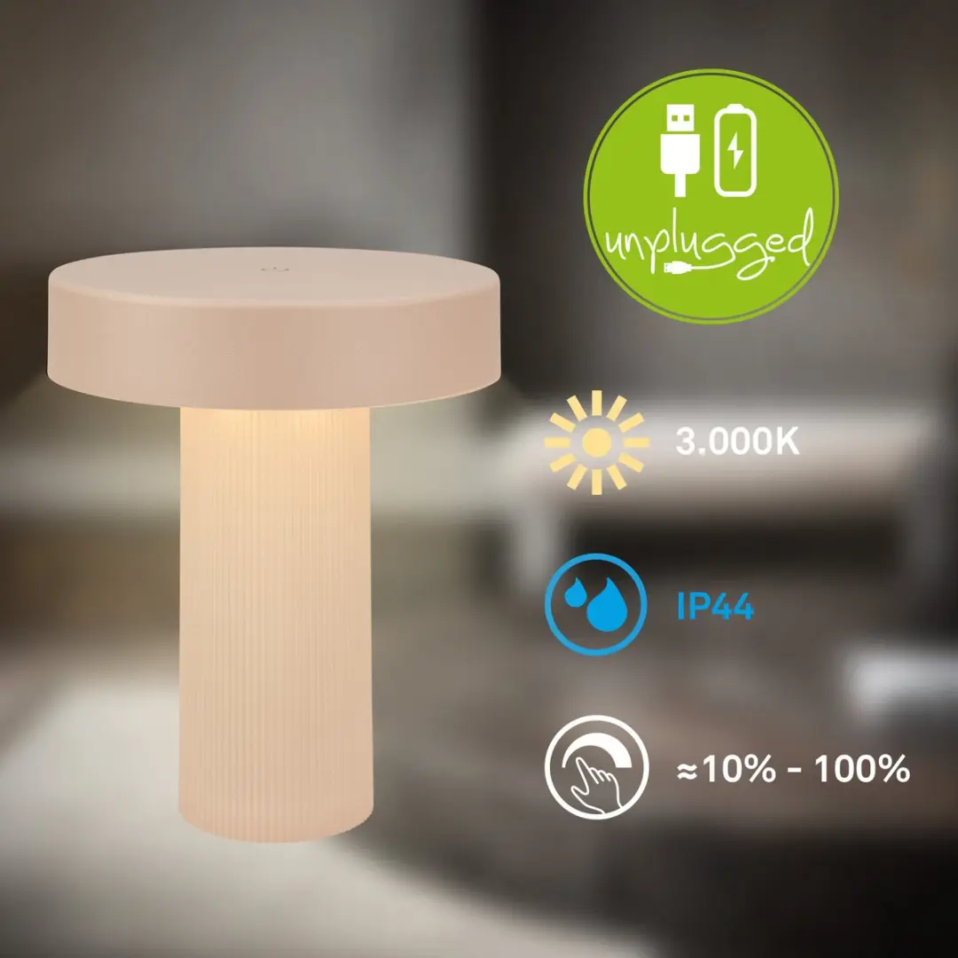 Briloner Bito Oplaadbare Tafellamp - Beige