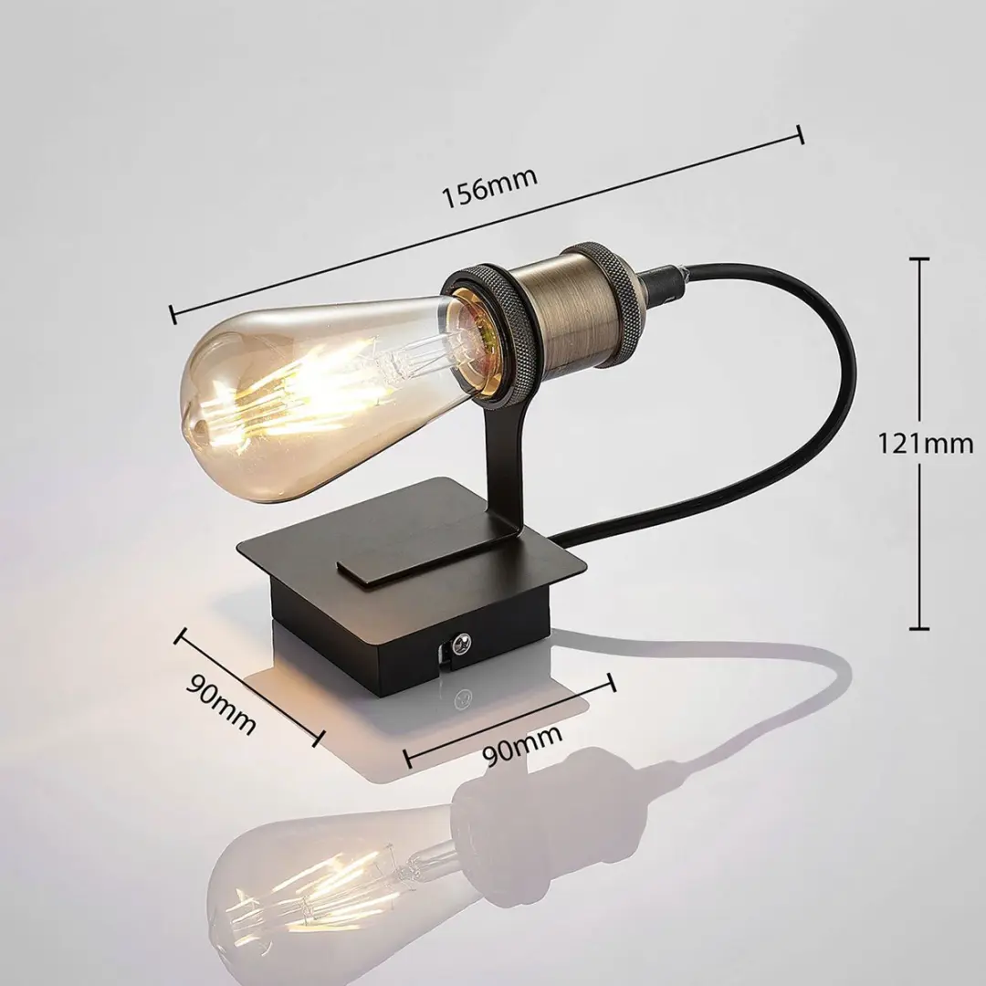 Lindby Wandlamp Metaal Antiek Messing Zwart - E27