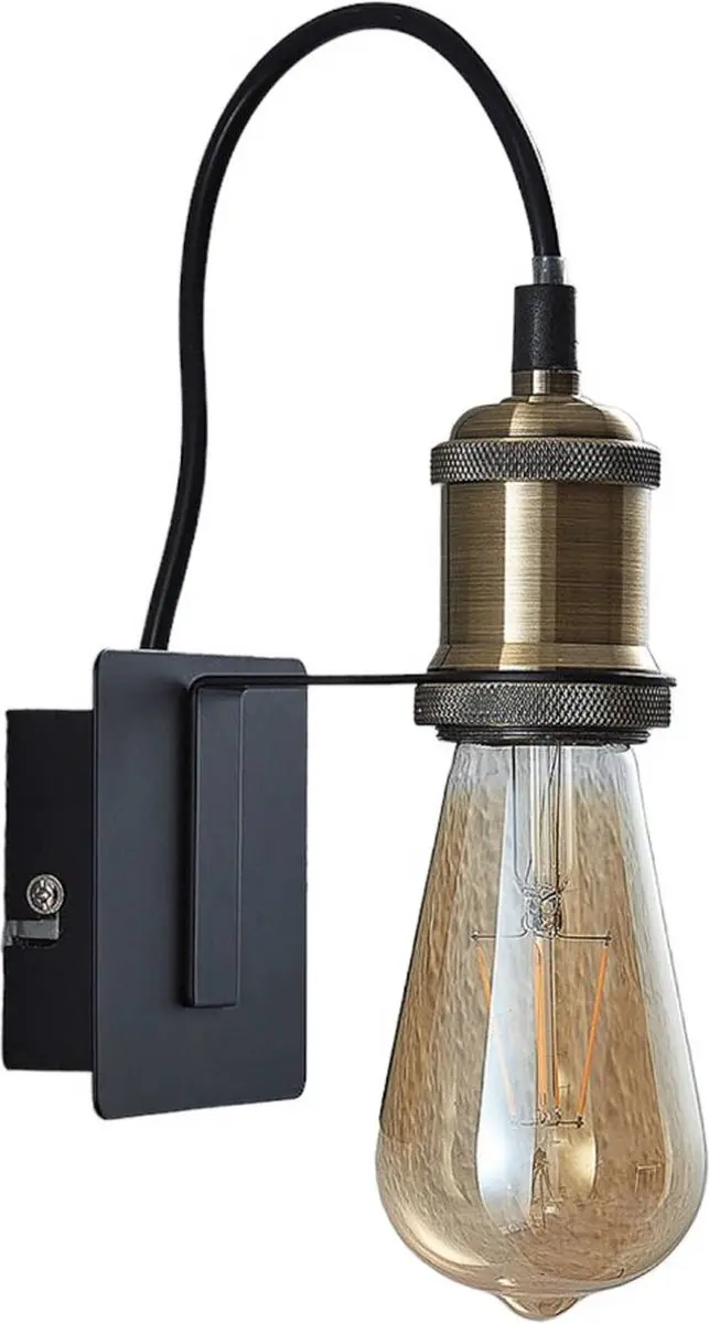 Lindby Wandlamp Metaal Antiek Messing Zwart - E27