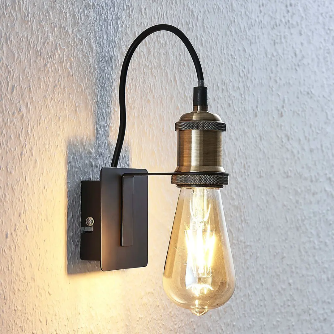 Lindby Wandlamp Metaal Antiek Messing Zwart